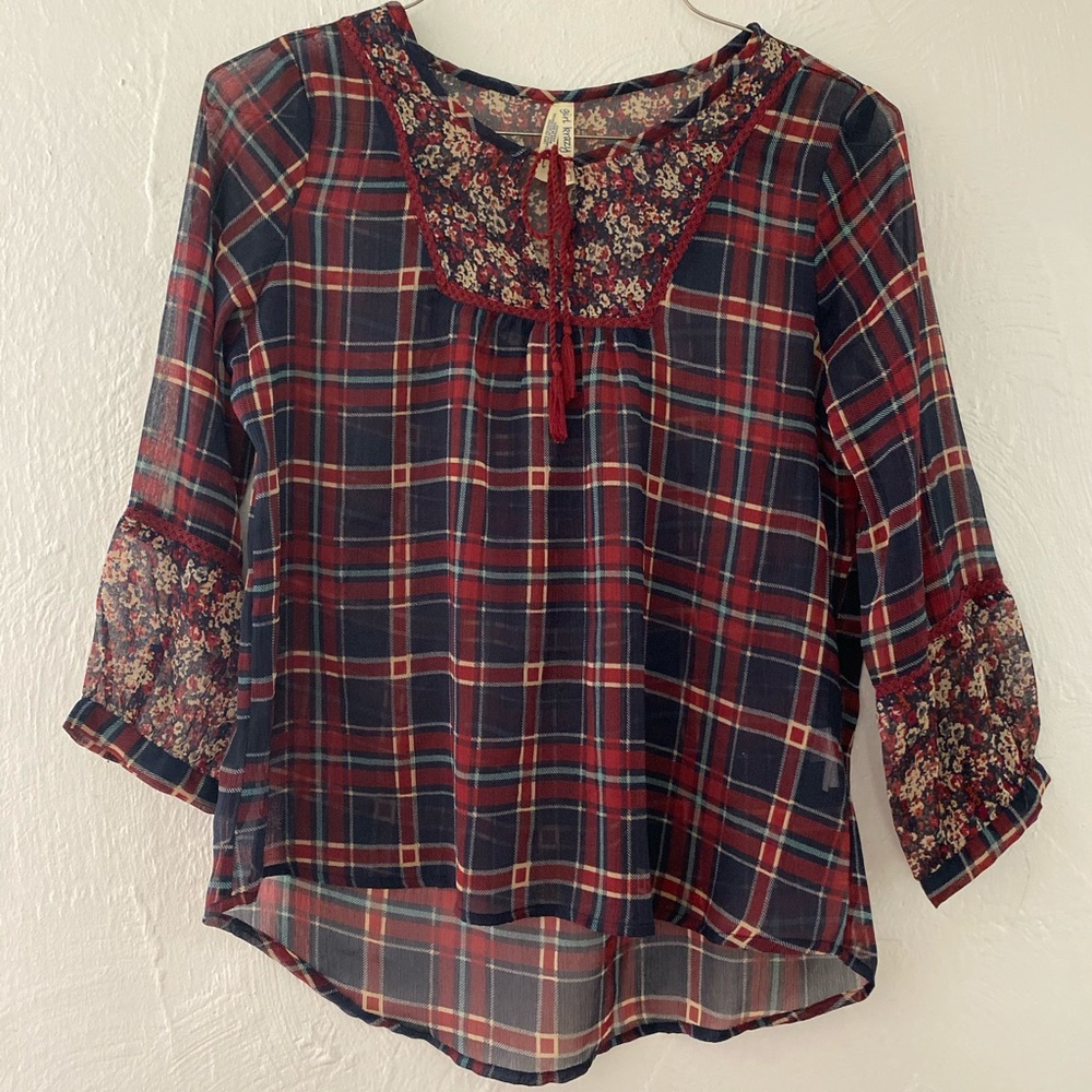 Transparent Maroon Floral Blouse